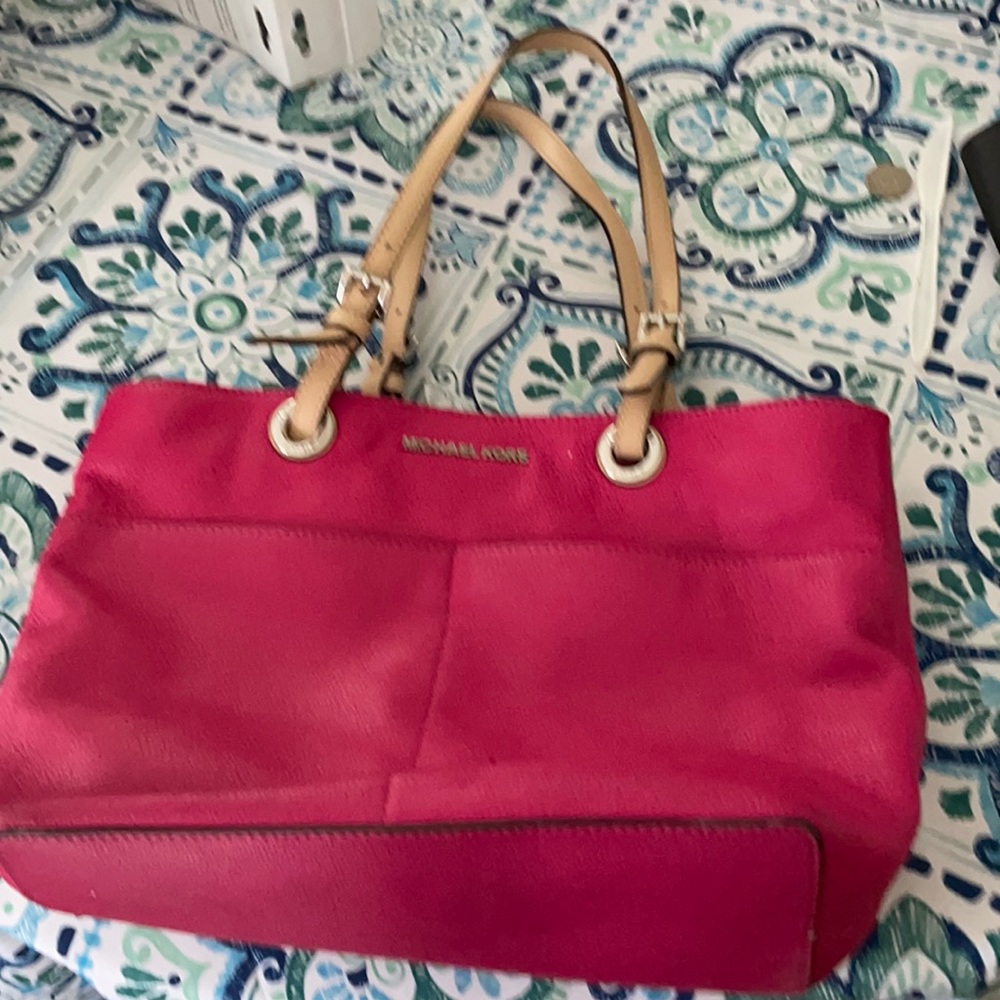 Michael Kors fuscia leather tote.